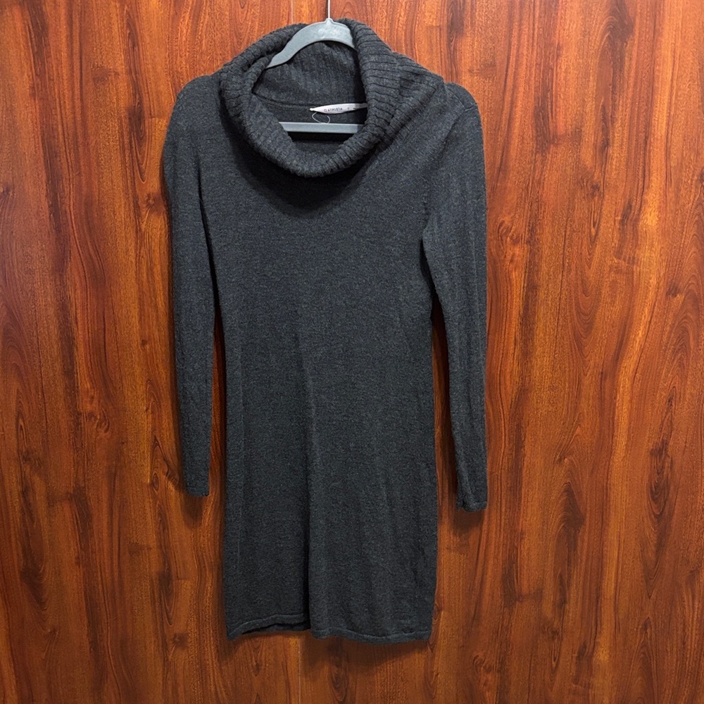 Athleta Charcoal Ribbed Cowl Neck Sweater